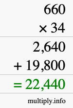 How to calculate 660 times 34 using long multiplication How to calculate 660 times 34 using long multiplication