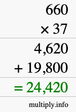 How to calculate 660 times 37 using long multiplication
