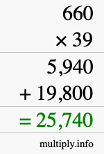 How to calculate 660 times 39 using long multiplication