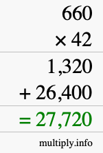 How to calculate 660 times 42 using long multiplication