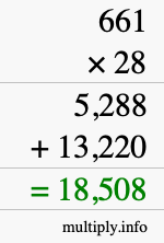 How to calculate 661 times 28 using long multiplication How to calculate 661 times 28 using long multiplication