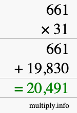 How to calculate 661 times 31 using long multiplication
