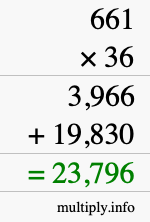 How to calculate 661 times 36 using long multiplication How to calculate 661 times 36 using long multiplication