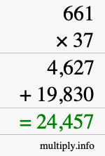 How to calculate 661 times 37 using long multiplication