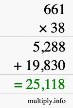 How to calculate 661 times 38 using long multiplication