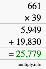 How to calculate 661 times 39 using long multiplication