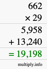 How to calculate 662 times 29 using long multiplication