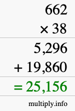 How to calculate 662 times 38 using long multiplication