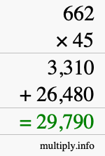 How to calculate 662 times 45 using long multiplication How to calculate 662 times 45 using long multiplication