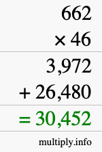 How to calculate 662 times 46 using long multiplication