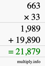 How to calculate 663 times 33 using long multiplication