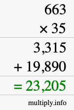 How to calculate 663 times 35 using long multiplication