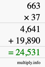 How to calculate 663 times 37 using long multiplication