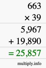 How to calculate 663 times 39 using long multiplication