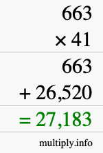 How to calculate 663 times 41 using long multiplication