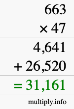 How to calculate 663 times 47 using long multiplication