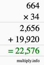 How to calculate 664 times 34 using long multiplication How to calculate 664 times 34 using long multiplication