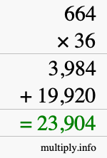 How to calculate 664 times 36 using long multiplication How to calculate 664 times 36 using long multiplication