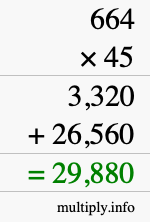 How to calculate 664 times 45 using long multiplication