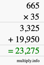 How to calculate 665 times 35 using long multiplication How to calculate 665 times 35 using long multiplication