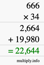 How to calculate 666 times 34 using long multiplication How to calculate 666 times 34 using long multiplication