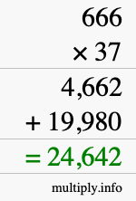 How to calculate 666 times 37 using long multiplication
