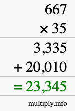 How to calculate 667 times 35 using long multiplication