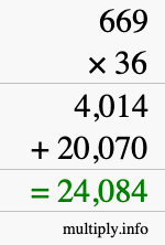 How to calculate 669 times 36 using long multiplication
