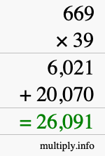 How to calculate 669 times 39 using long multiplication