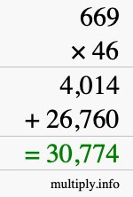 How to calculate 669 times 46 using long multiplication How to calculate 669 times 46 using long multiplication