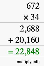 How to calculate 672 times 34 using long multiplication How to calculate 672 times 34 using long multiplication