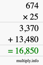 How to calculate 674 times 25 using long multiplication How to calculate 674 times 25 using long multiplication