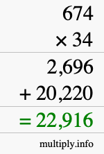 How to calculate 674 times 34 using long multiplication How to calculate 674 times 34 using long multiplication