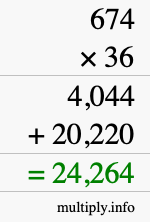 How to calculate 674 times 36 using long multiplication How to calculate 674 times 36 using long multiplication