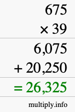 How to calculate 675 times 39 using long multiplication