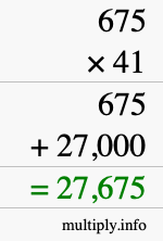 How to calculate 675 times 41 using long multiplication