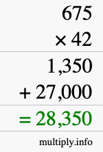 How to calculate 675 times 42 using long multiplication