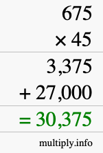 How to calculate 675 times 45 using long multiplication