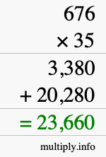 How to calculate 676 times 35 using long multiplication How to calculate 676 times 35 using long multiplication
