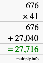 How to calculate 676 times 41 using long multiplication