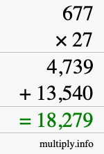 How to calculate 677 times 27 using long multiplication