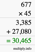 How to calculate 677 times 45 using long multiplication