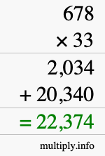 How to calculate 678 times 33 using long multiplication