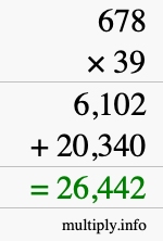 How to calculate 678 times 39 using long multiplication