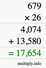 How to calculate 679 times 26 using long multiplication