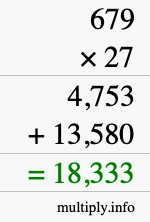 How to calculate 679 times 27 using long multiplication