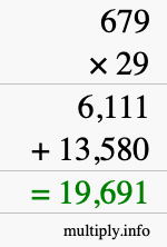 How to calculate 679 times 29 using long multiplication