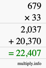How to calculate 679 times 33 using long multiplication