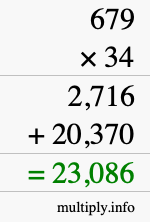 How to calculate 679 times 34 using long multiplication