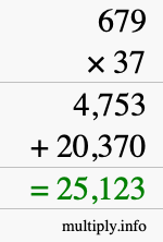 How to calculate 679 times 37 using long multiplication